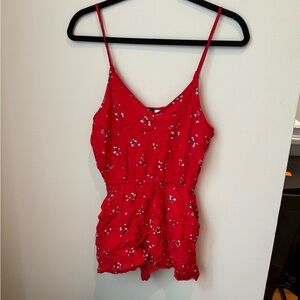 Red Floral Romper